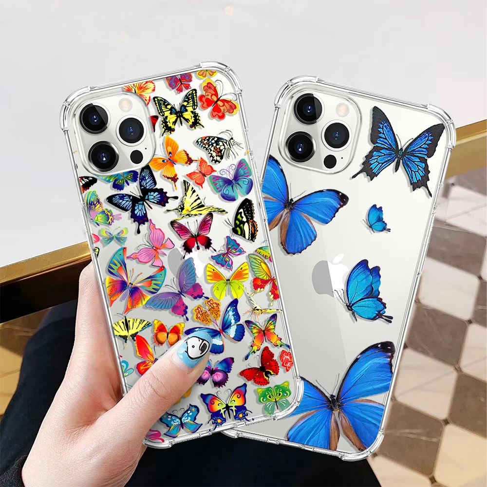 Ударопрочный чехол Blus Butterfly для Iphone 11 12 13 Pro Max Mini мягкий из ТПУ X XS MAX XR 6S 7 8 Plus SE 2 |