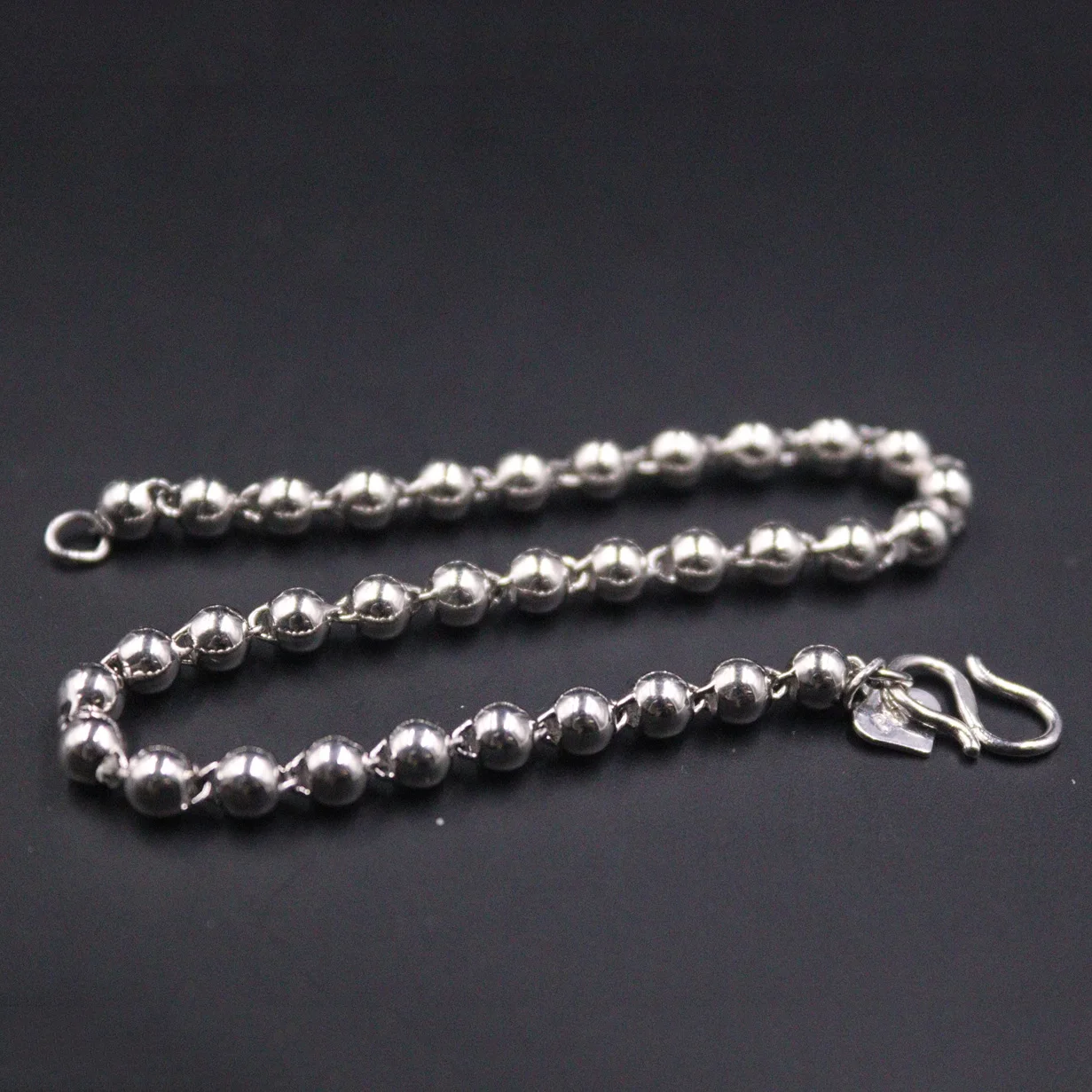 

PT950 Pure Solid Platinum 950 Bravelet Polish Beads 4mmW Chain For Women's Link 17cmL Gift Jewelry Gift