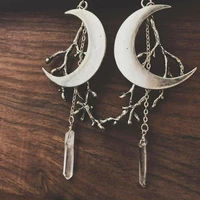 boho goth crystal crescent moon branch drop dangle earrings for women new fashion charm jewelry wholesale