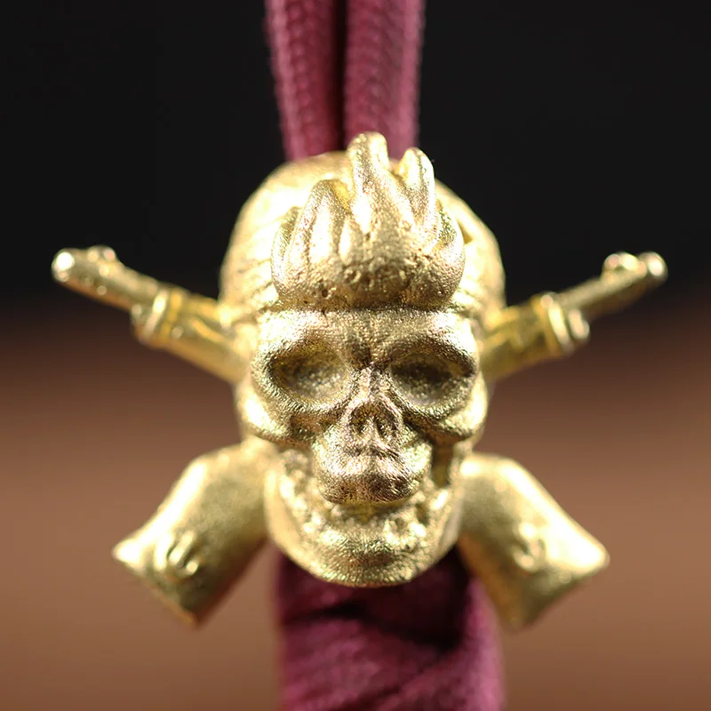 

Латунный нож с двумя пистолетами, пиратским черепом, бусинами, аксессуар «сделай сам» для повседневного использования на природе из Парако...