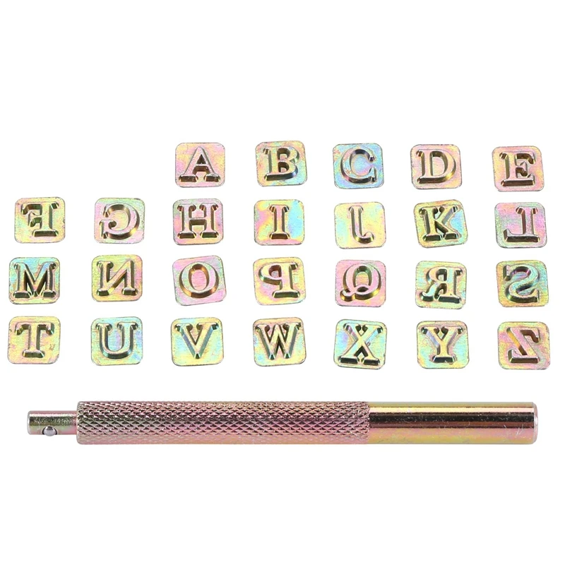 

26Pcs Steel Alphabet Stamps Punch Set For Leather Craft Stamps Tools 26 English Letters Metal Stamp Set Leathercraft