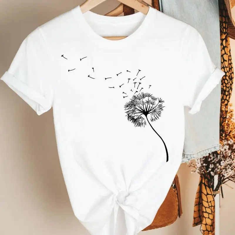 

Women Clothes Dandelion Simple Cute Style 90s Cartoon Summer Short Sleeve Print Fashion Tshirt Female Tee Top Graphic T-shirt