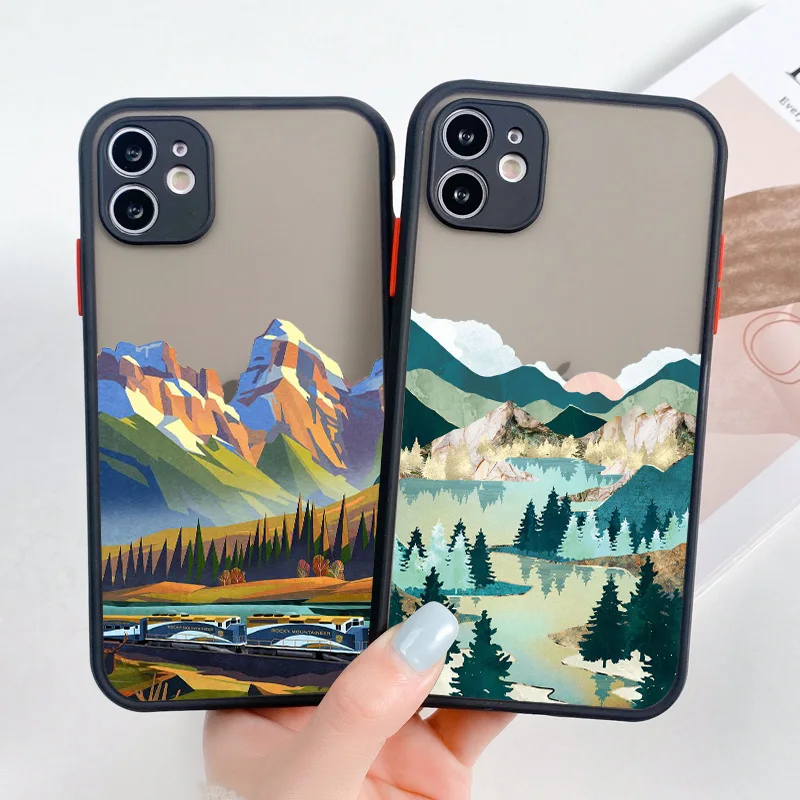 Cartoon Scenery Phone Case For iphone 11 Case For iphone XS Max 13 12 Pro Max 7 8 6S Plus XR X SE 2022 Mini Shockproof Cover    