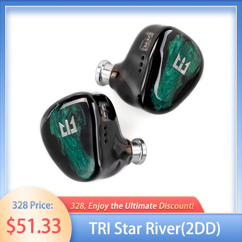 TRI Star River 2DD In-ear Monitor 2Pin Wired Earphone with Tuning Switch HiFi Headphone Sports Running Earbud Music DJ Headset
