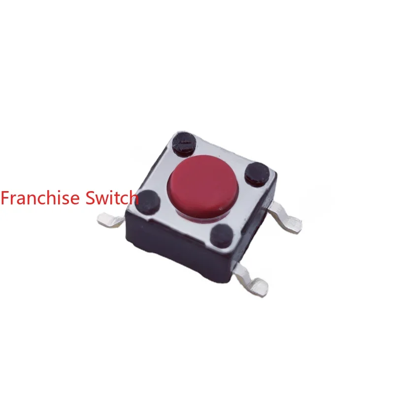 10 шт., сенсорный переключатель с патч-ножками, 4 6X6X4,3h, красная кнопка с внешним изгибом