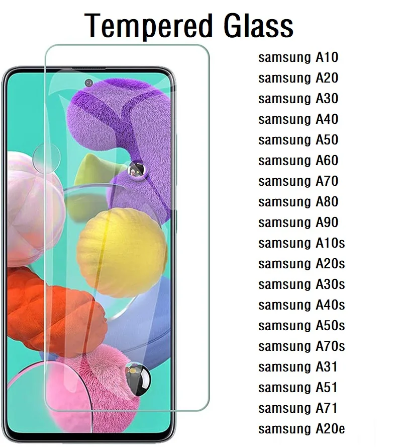 

Закаленное стекло для Samsung Galaxy A10 A20 A30 A40 A50 A70 A80 A90, защитная пленка для Samsung A10s A20s A30S A50S A51 A31, стекло