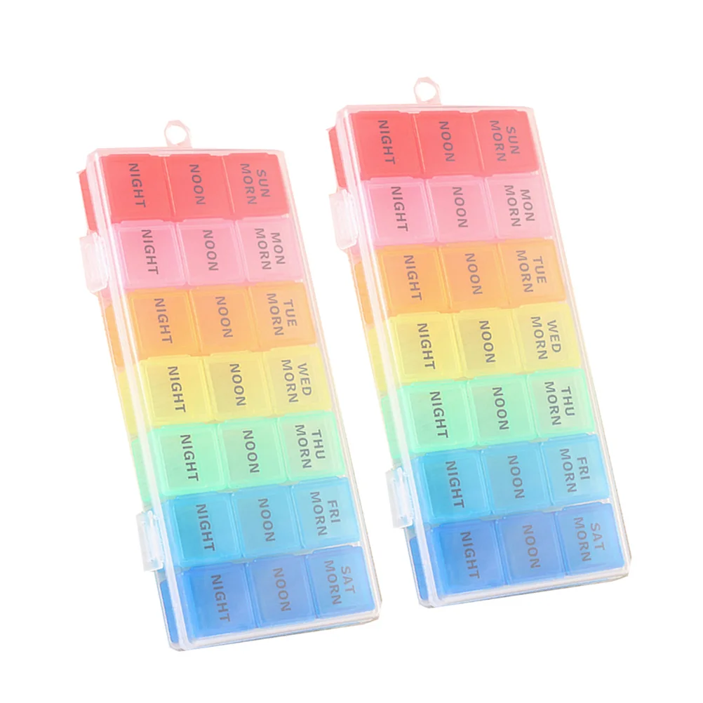 

2 Pcs Plastic Containers Organizer Medicine Storage Case Box School Travel