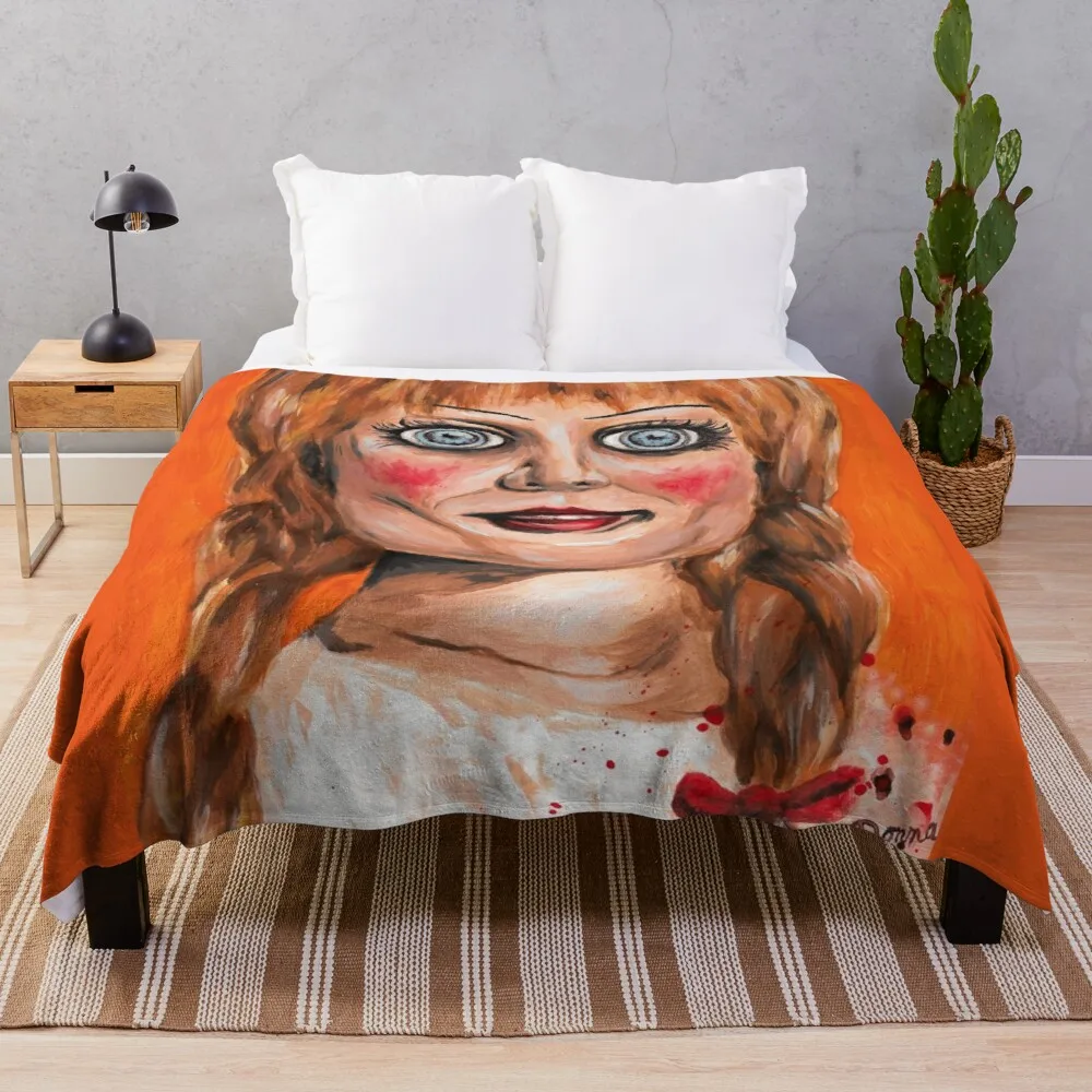 

Annabelle кукла из фильма ужасов плед одеяло для путешествий