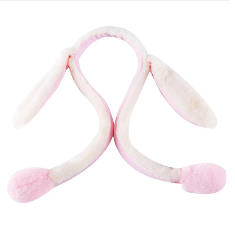 Милая забавная шапка плюшевая с кроличьими ушами подвижными зимняя подушками