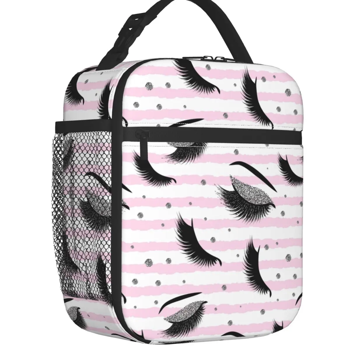 Silver Lashes Seamless Pattern With Glitter Effect Resuable Lunch Tote Storage Food Box