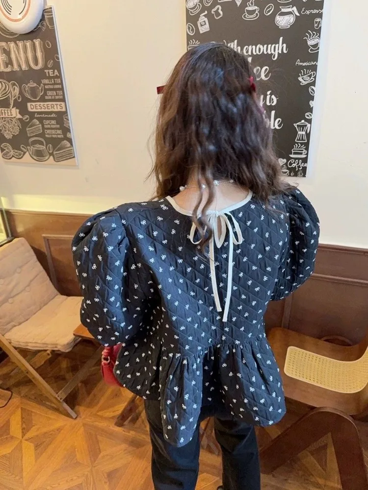 Kimutomo женские парки с милым бантом и круглым вырезом контрастного цвета свободные