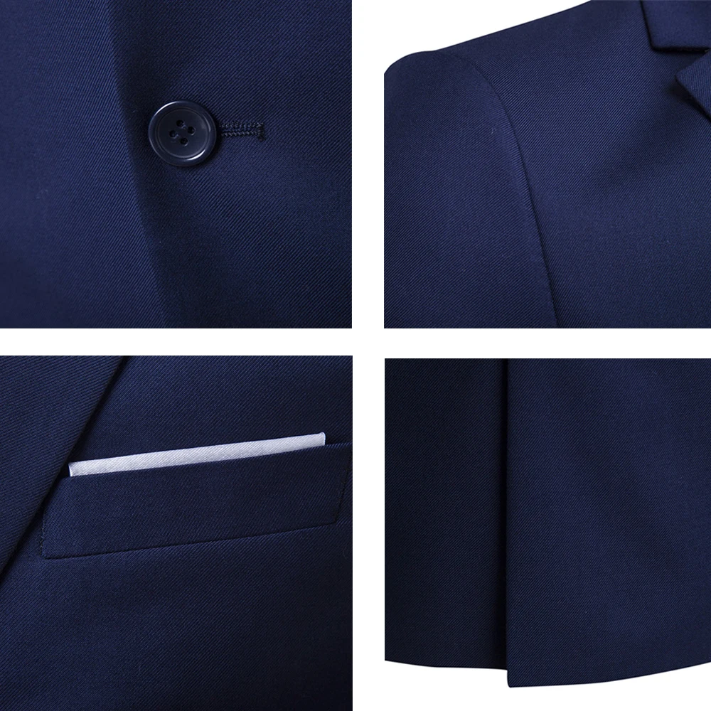 Men Suits Blazers 3 Pieces 2 Sets Wedding Elegant Business Vest Pants Blue Coats2022 Formal Jackets Korean Luxury Free Shipping images - 6