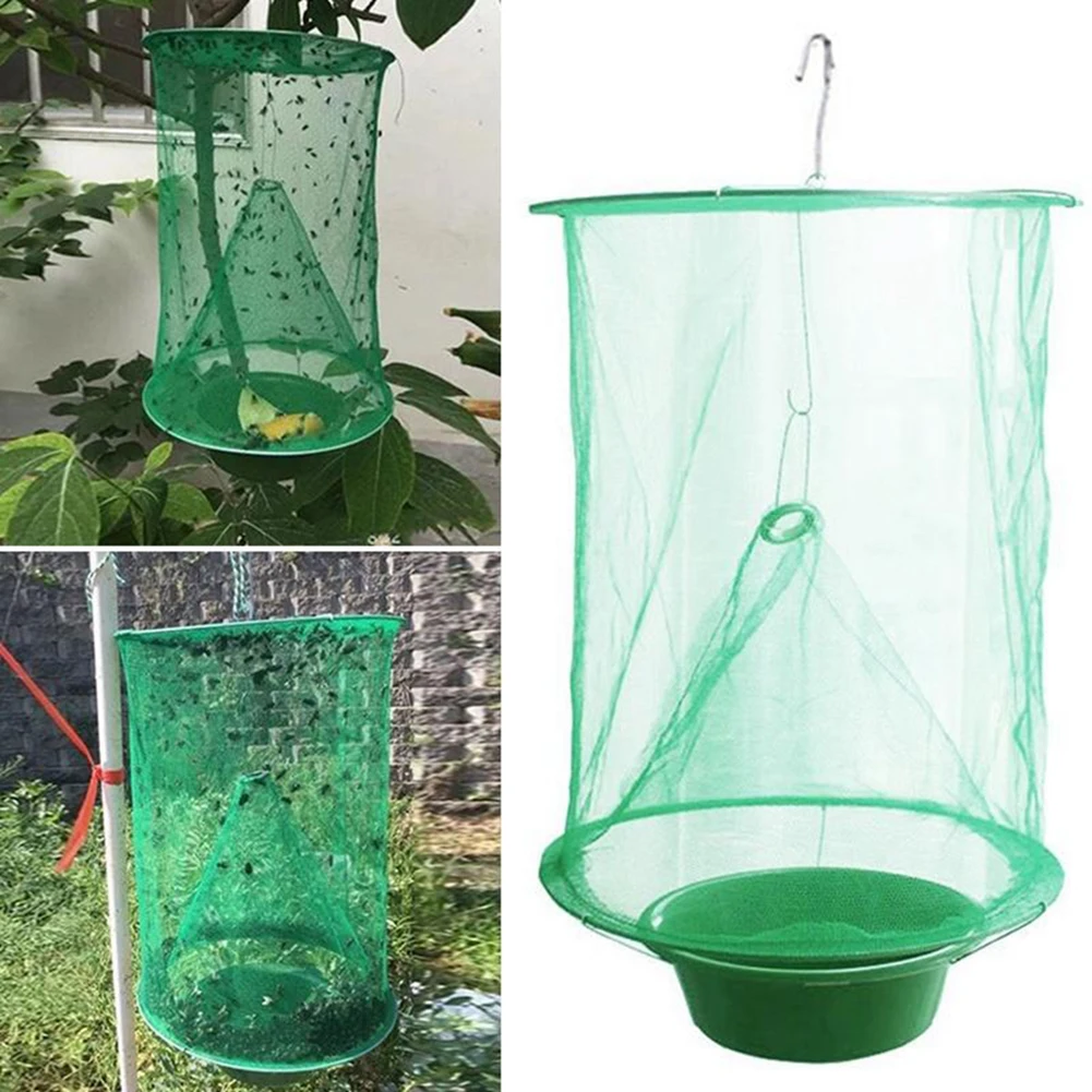 

2/4/6Pcs Garden Yard Pest Control Reusable Hanging Fly Catcher Killer Flies Flytrap Bug Zapper Cage Net Trap