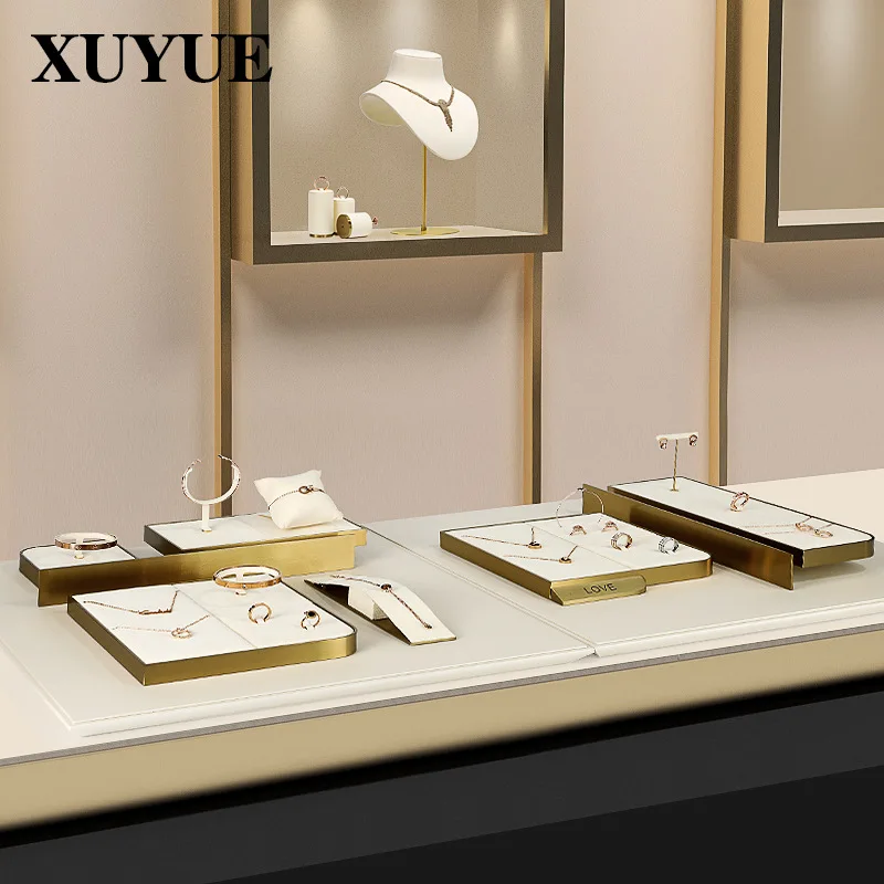 Jewelry display props metal frame necklaces bracelets rings jewelry display light luxury counter jewelry display