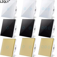eu touch switch ac100 240v wall light switches crystal glass panel sensor switch 123 gang interruptor led backlight smart home