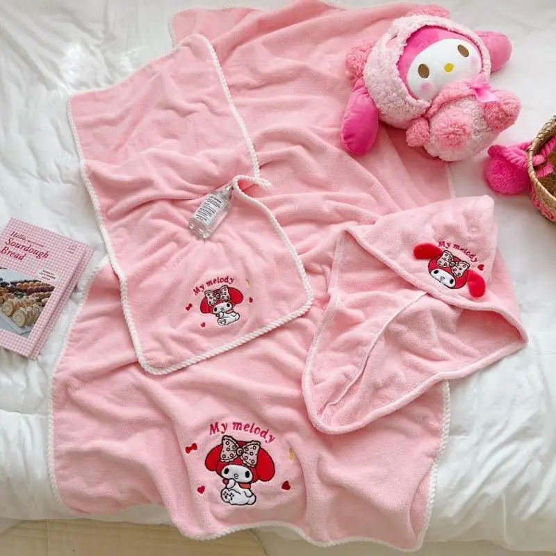 Полотенце с рисунком аниме Sanrio банное полотенце для тела Hellokitty Kuromi Melody мягкое рук