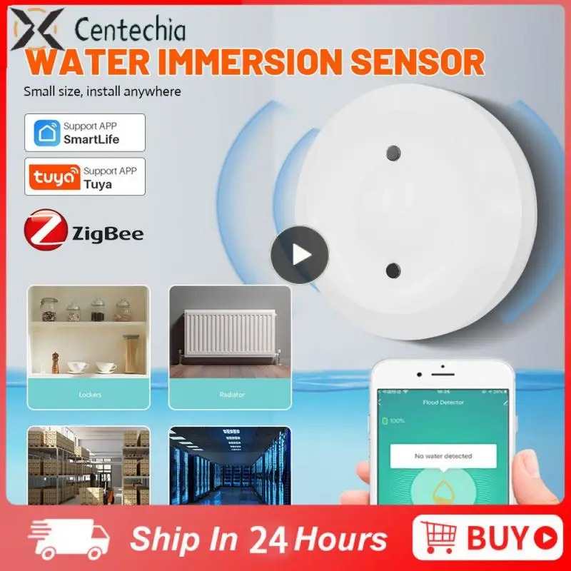 

Smart Life Flood Sensor Long Battery Life Water Leak Detector Water Linkage Alarm Scene Linkage Water Immersion Sensor Zigbee