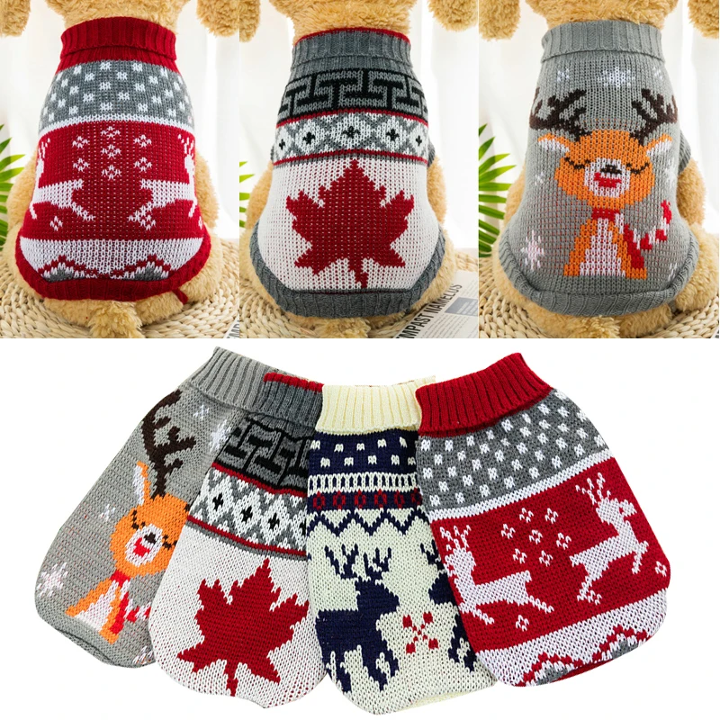 

Winter Cartoon Cat Dog Clothes Warm Pullover Sweater For Small Yorkie Pet Clothing Coat Knitting Autumn and Winter Pet Products