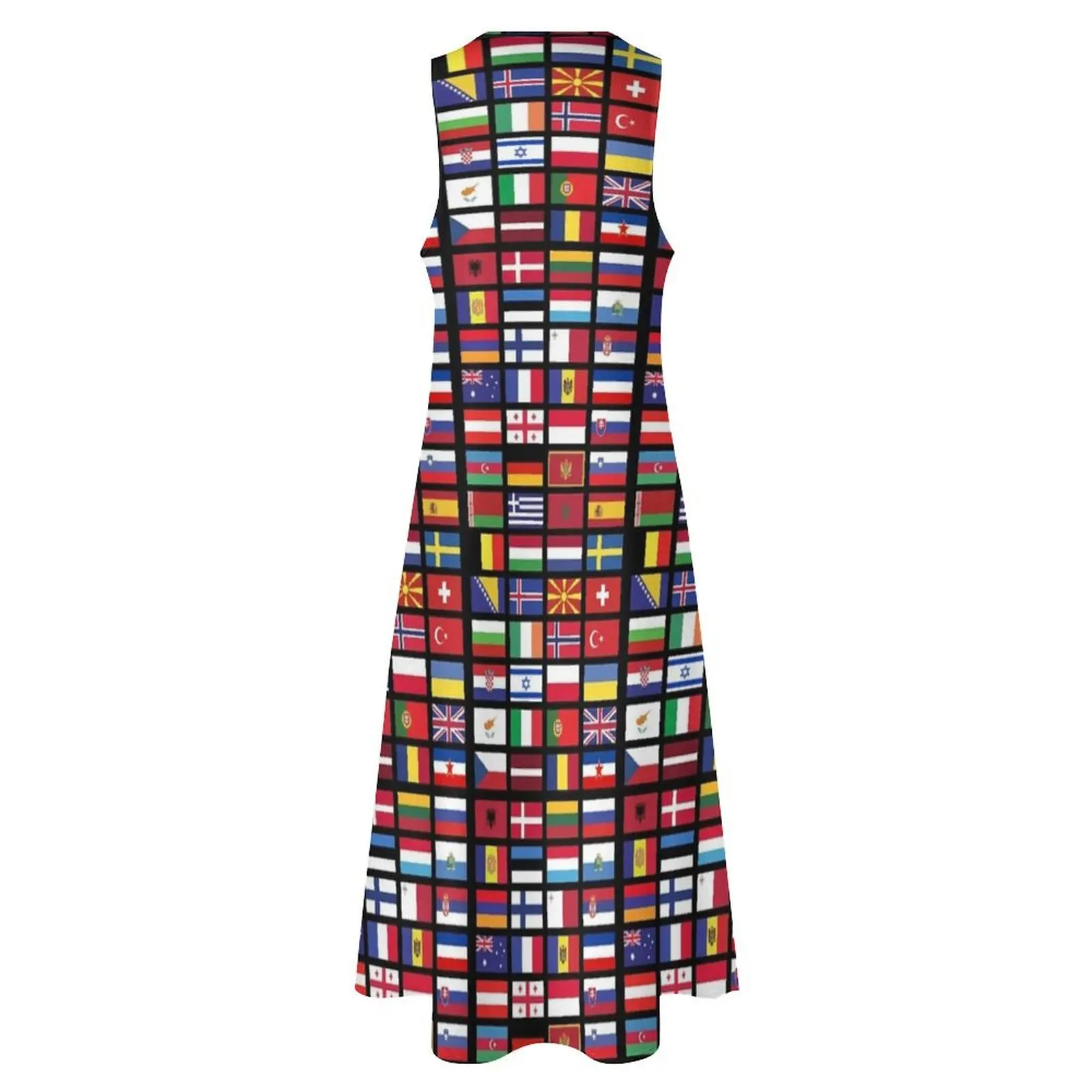 Длинное платье с флагами Евровидения женское вечернее