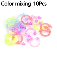 new 10pcs luminous nose ring body piercing jewelry acrylic horseshoe septum piercing nose lip ring ear smiley bar mixing color