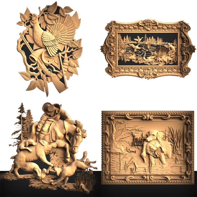 90 Hunting and Fishing 3D STL Model Relief Designs Router Carving Engraving Files Collection