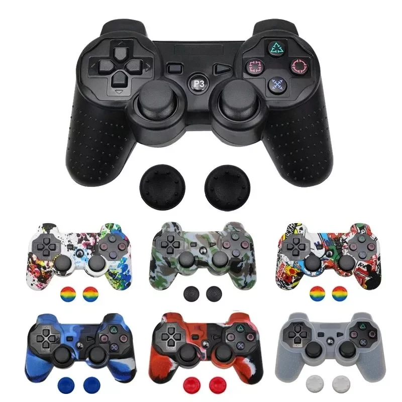 

Silicone Cover For PS3 Controller Skin Decal Case For Playstation 3 Gamepad Controle Game Accessories with 2 Thumb Grip Caps