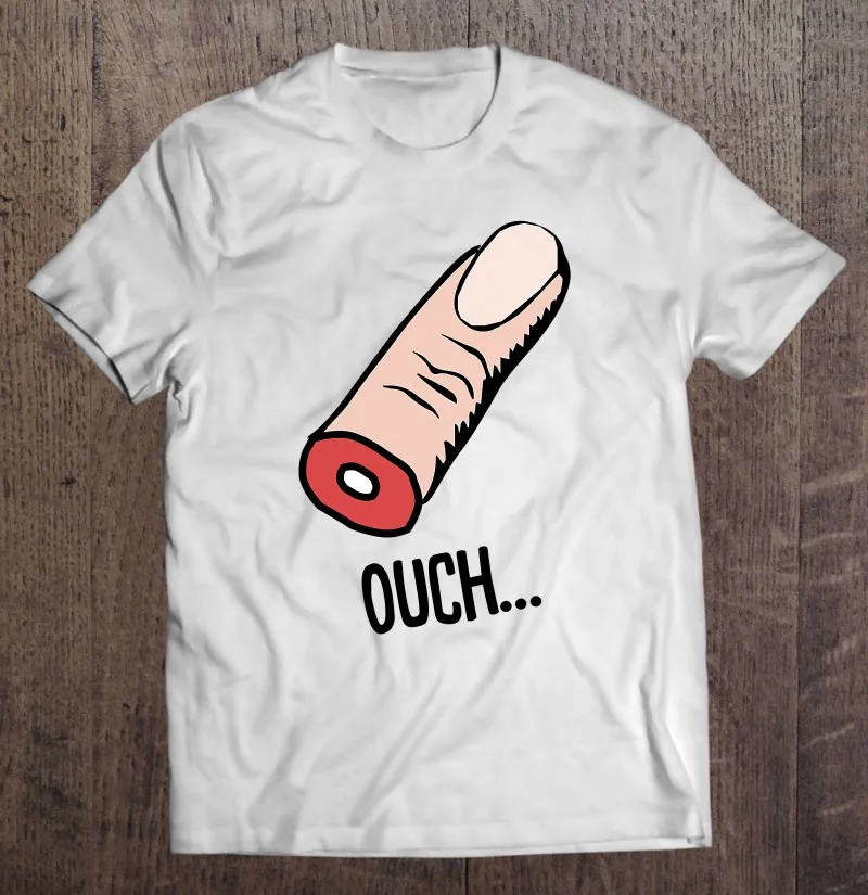 

Забавная футболка Ouch с вырезами и недостающим пальцем, футболка для мужчин, эстетическая одежда, Мужская хлопковая футболка, рубашки для му...