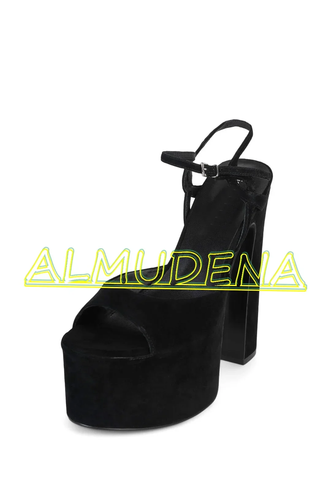 Замшевые летние сандалии на платформе с открытой пяткой однотонные женские