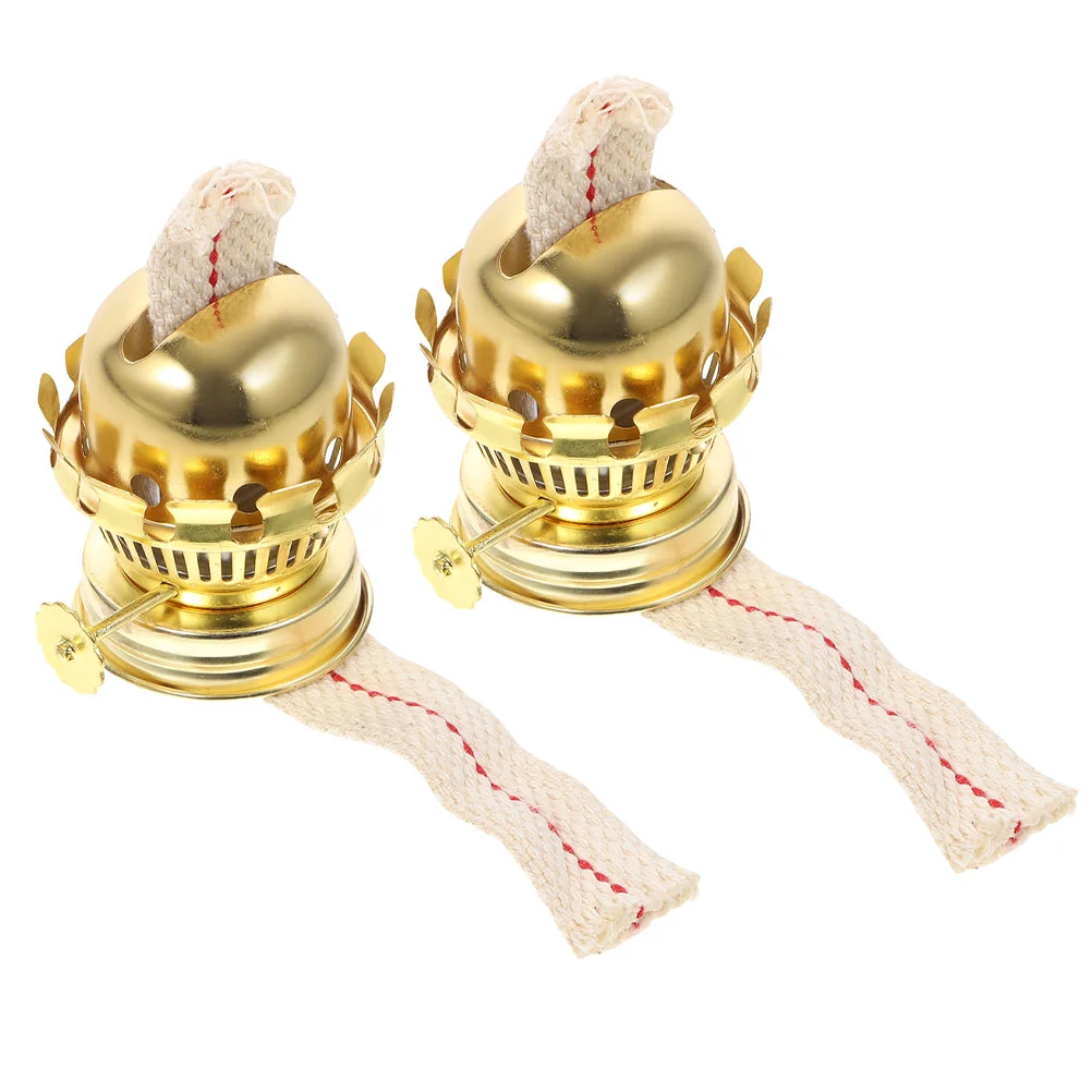 

2pcs Multifunctional Useful Metal Practical Sturdy Kerosene Lamp Replacement Wick Oil Lamp Burner