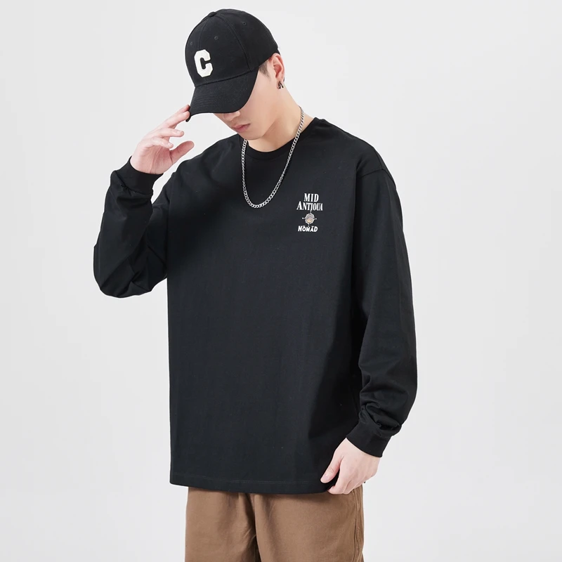 

Мужская Однотонная футболка, разноцветная трикотажная футболка, мужская осенне-зимняя футболка, хлопковый топ с длинными рукавами SD0053