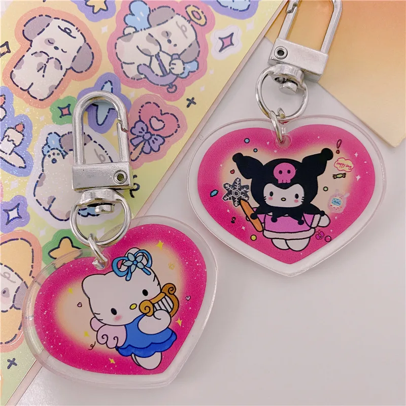 

Брелок Kawaii Sanrioed Kuromi Hello Kitty Темный брелок Подвеска автомобиль брелок аксессуары милые Kt игрушки Ювелирные изделия Подарки Игрушки для девоч...