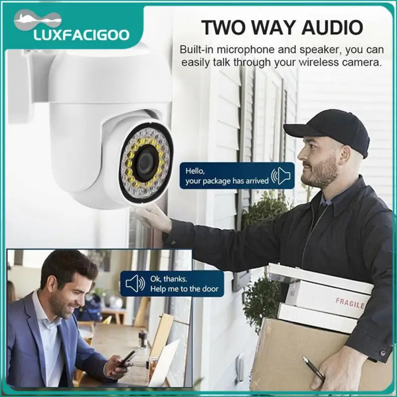 

Цветная камера ночного видения с Wi-Fi, настенная видеокамера, устройство обнаружения движения, двусторонняя связь, водонепроницаемый умный дом