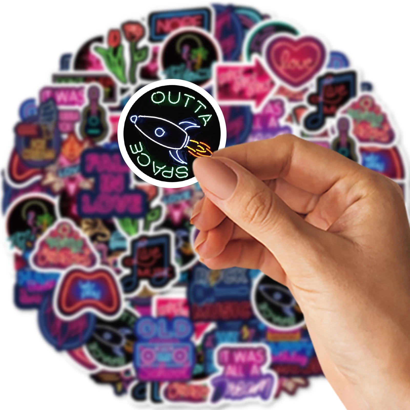 46 Шт. Неоновые Наклейки С Граффити Для Украшения Ночного Рынка Ноутбуков Бутылок