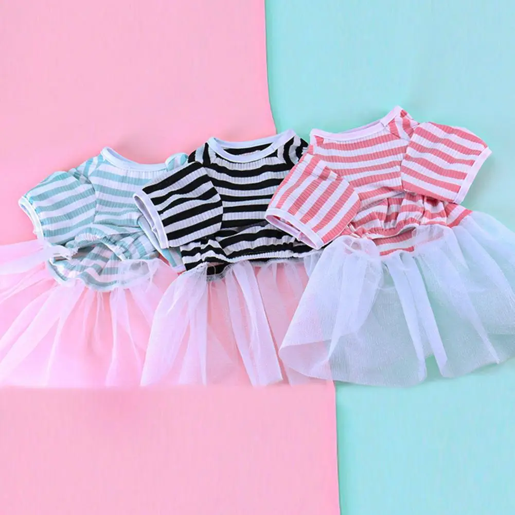 

Puppy Dress Beautiful Lightweight Skin-affinity Casual Spring Summer Striped Tulle Skirt Pet Supplies Pet Skirt Pet Dress