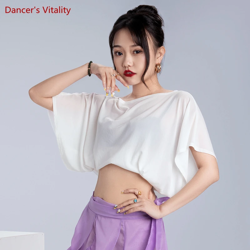 Женский Свободный Топ для танца живота простой хлопковый топ современных танцев