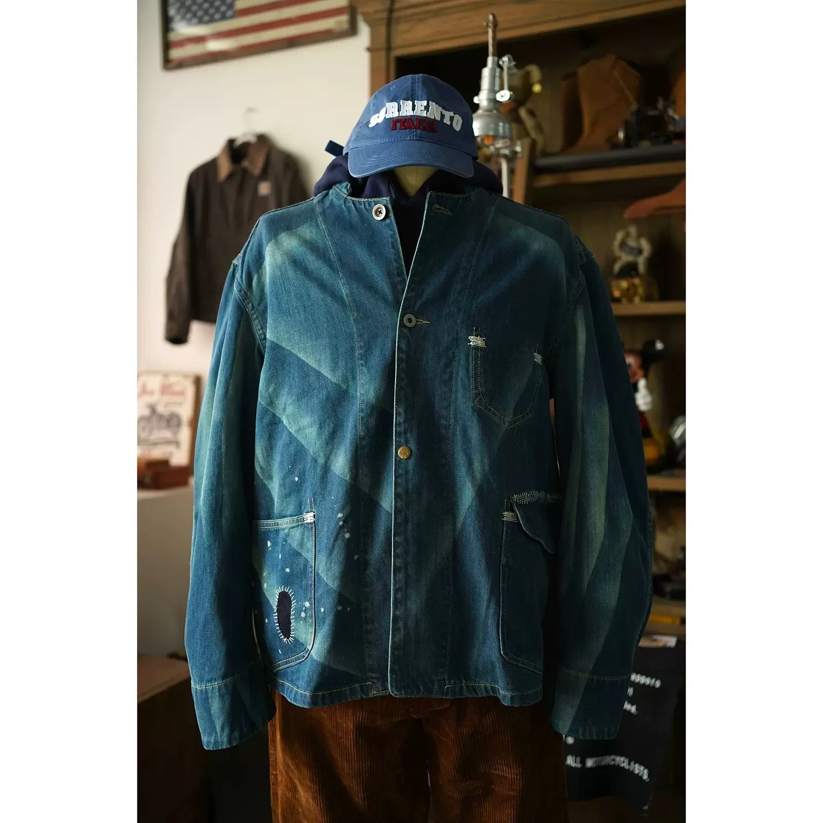 Второй заказ 13 унций женское джинсовое пальто винтажная Рабочая одежда