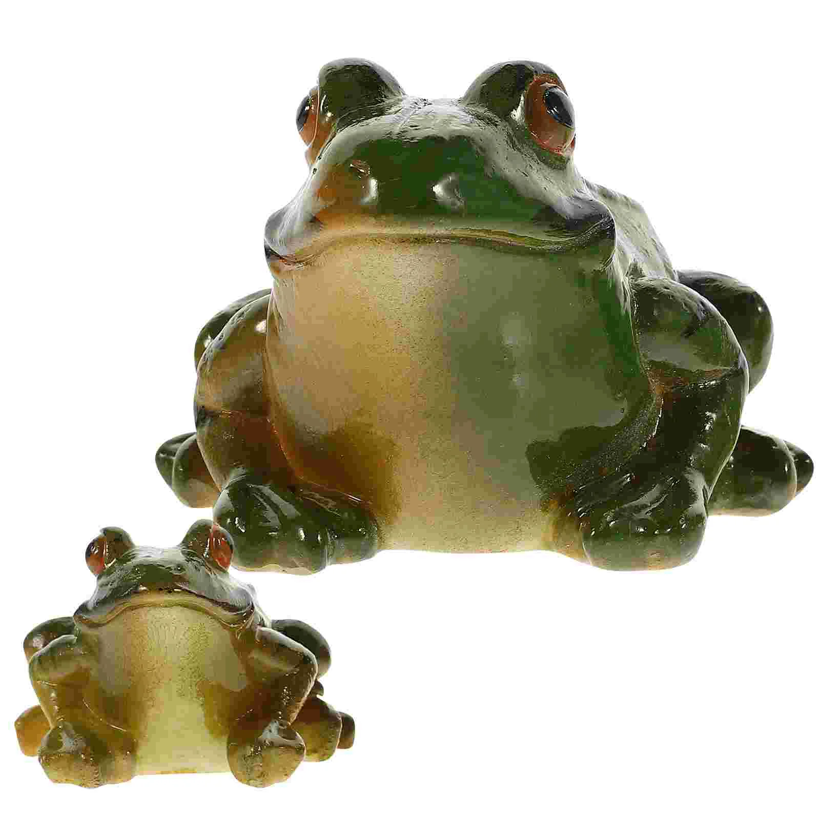 

2 Pcs Fish Tank Decor Garden Ornament Small Simulation Frog Sculpture Resin Frog-shape Figurine Statue Outdoor