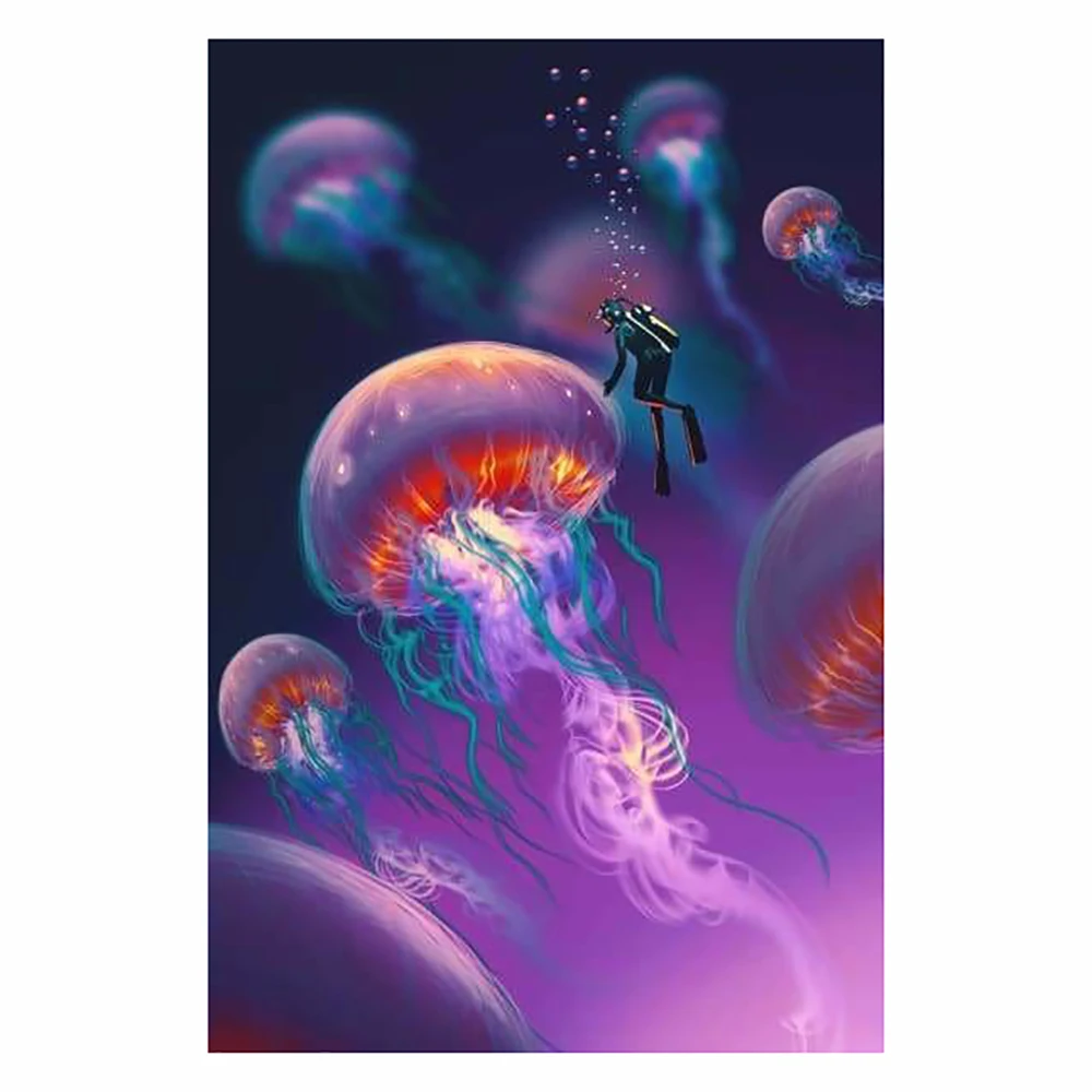 

5D DIY Color Jellyfi Animals Diamond Painting Square Round Rhinestone Hobby Crafts Mosaic Handmade Gifts Cross Stitch Home Decor