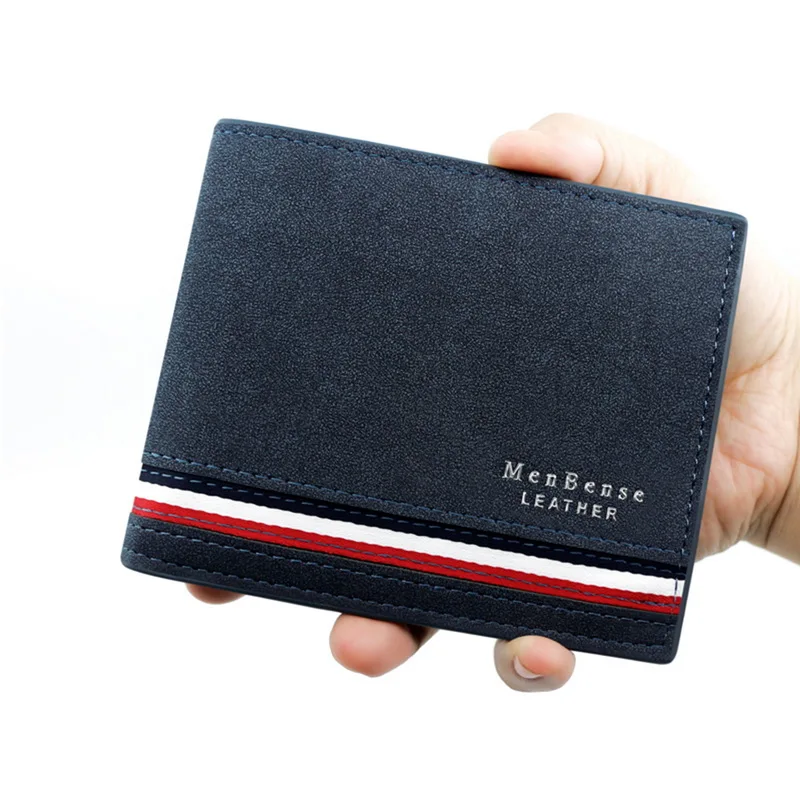 Фото Мужской кошелек однотонный кожаный деловой короткий от известного бренда