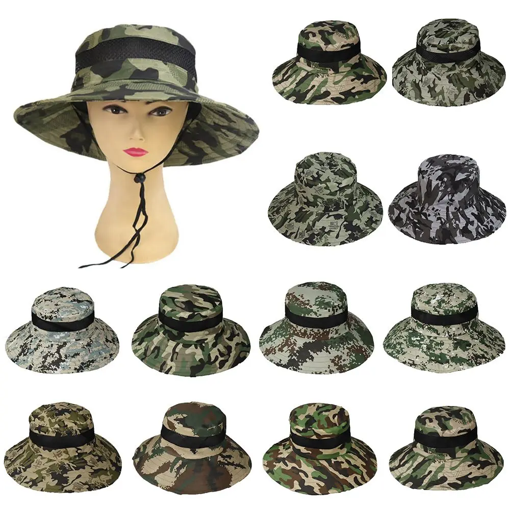 

Men US Army Hat Wide Brim Fishing Camping Camouflage Bucket Hats Panama Cap Boonie Hat Camo Sun Caps