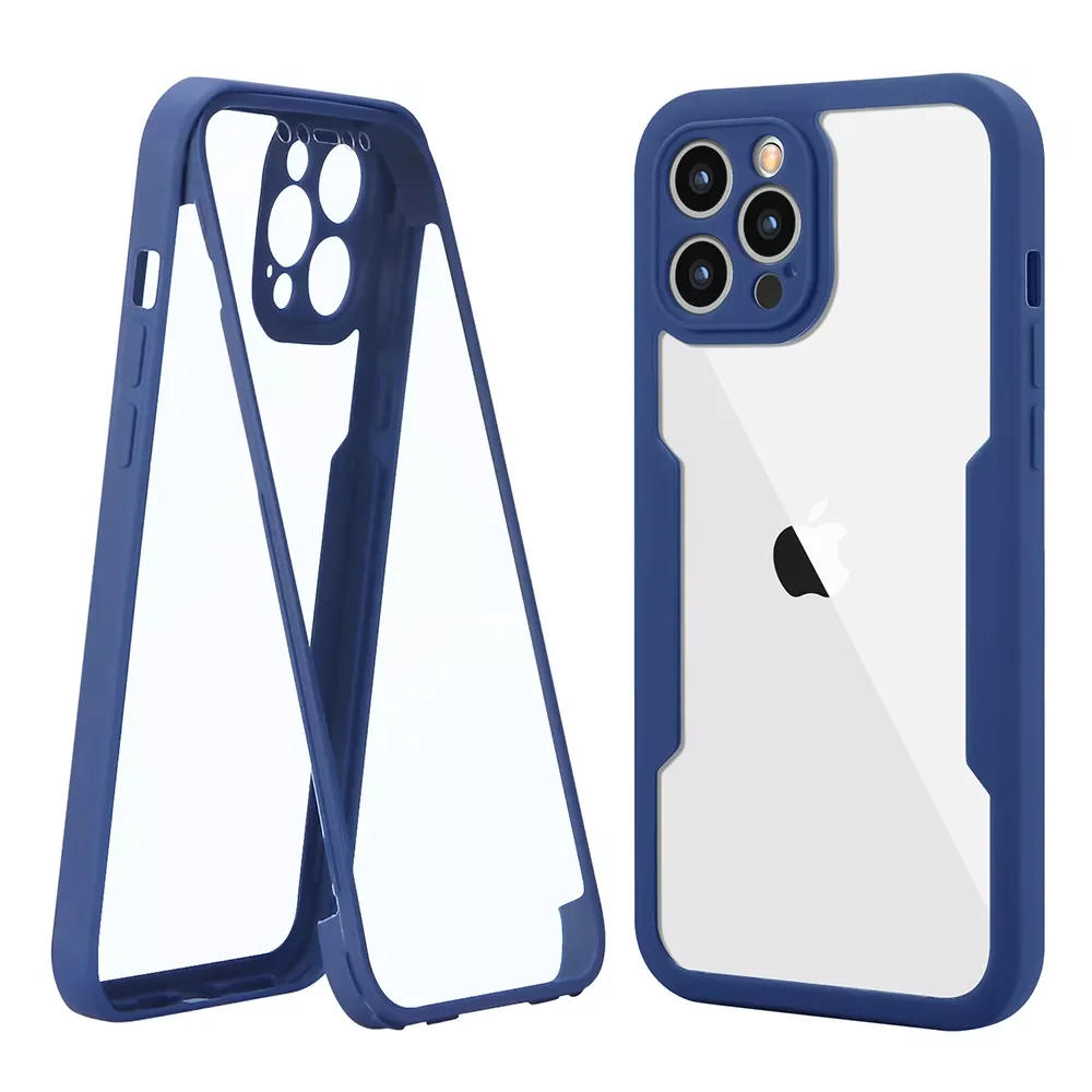 

360 Full Cover Phone Case For iphone 11 12 Pro Max X XR XS Max 7 8 Plus SE 2020 Soft Front Protector With Back Shockproof Cover