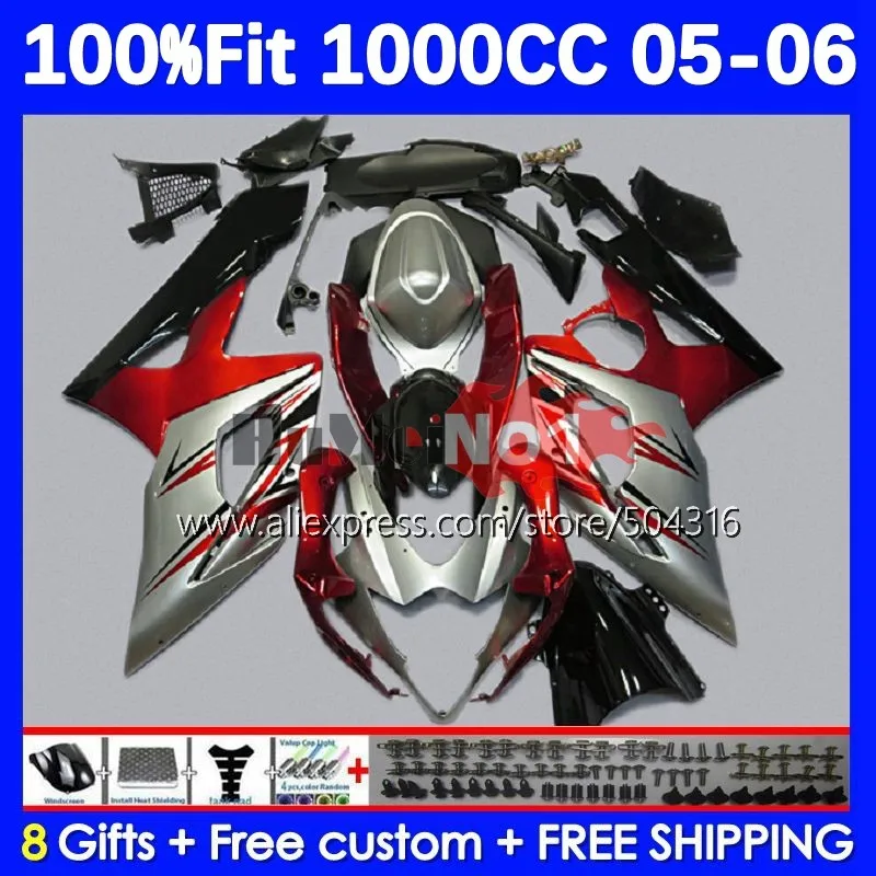 

Injection Body For GSXR-1000 GSXR 1000 CC 1000CC 05 21No.112 GSX-R1000 GSX R1000 K5 GSXR1000 05 06 2005 2006 Fairing red silvery