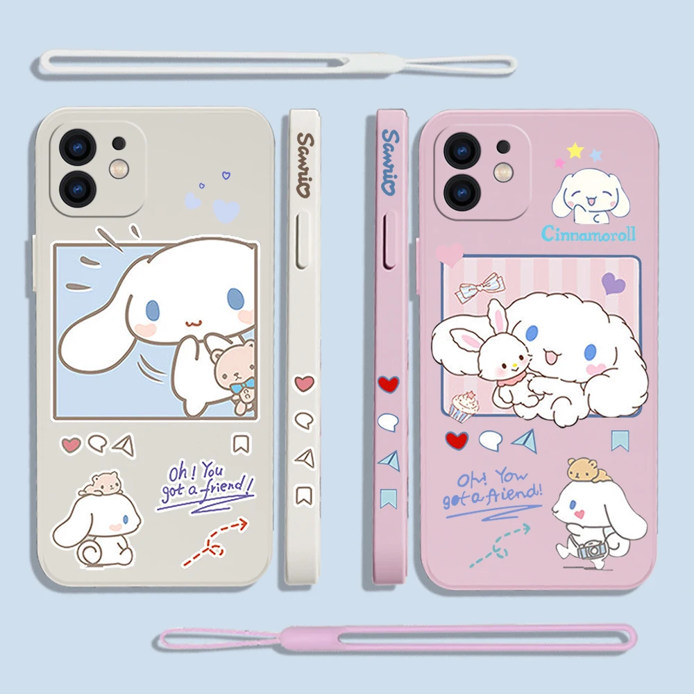 

Sanrio Cinnamoroll Phone Case For OPPO A7X A53 AX5 A93 A94 A35 A95 A12 A15 A15S A16 A72 Reno 7Z 6Z 5Z F19 4G 5G with Hand Strap