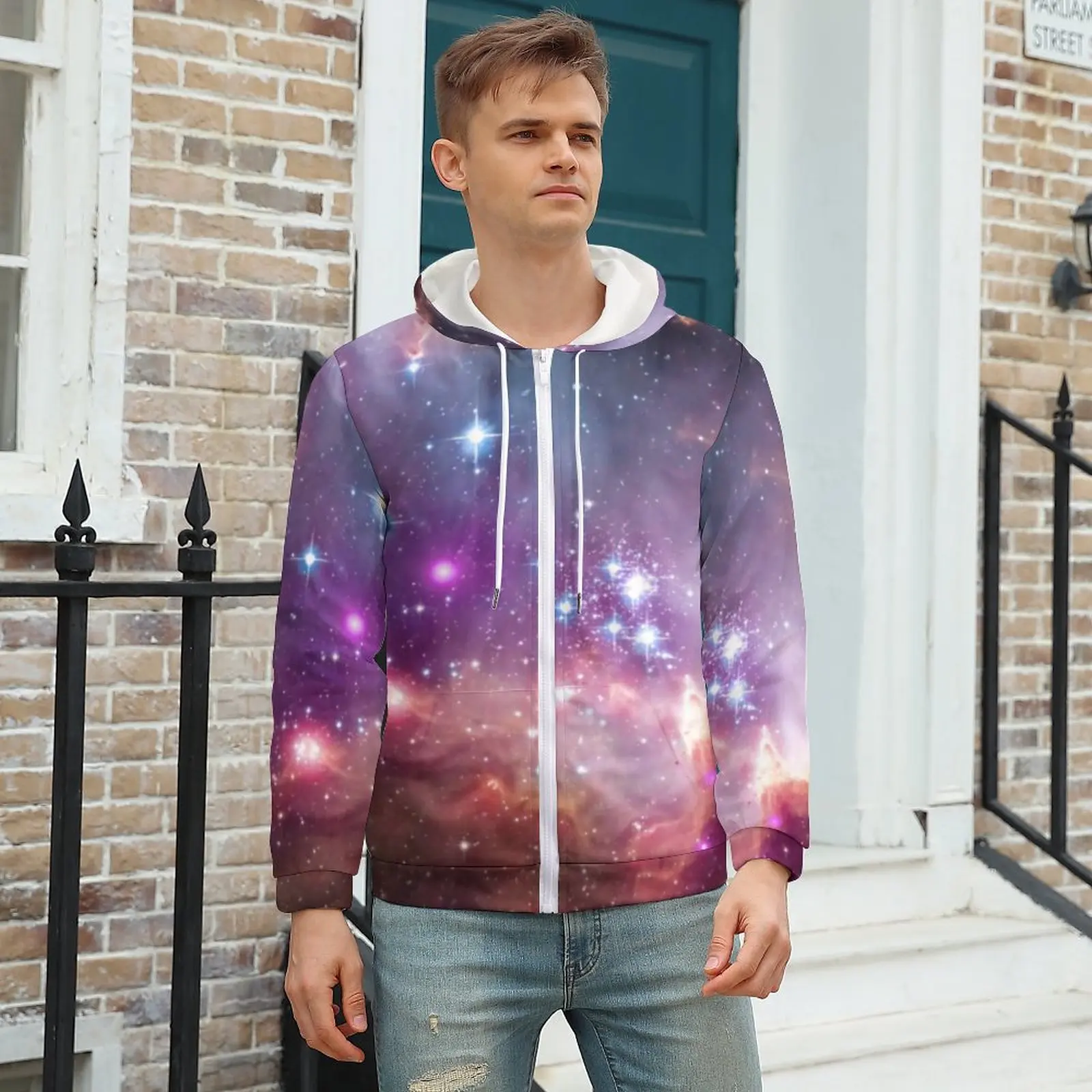 

Толстовка с капюшоном Cloud Galaxy, зимние толстовки с естественным принтом, модная мужская толстовка на молнии для мужчин, большие размеры XXXL