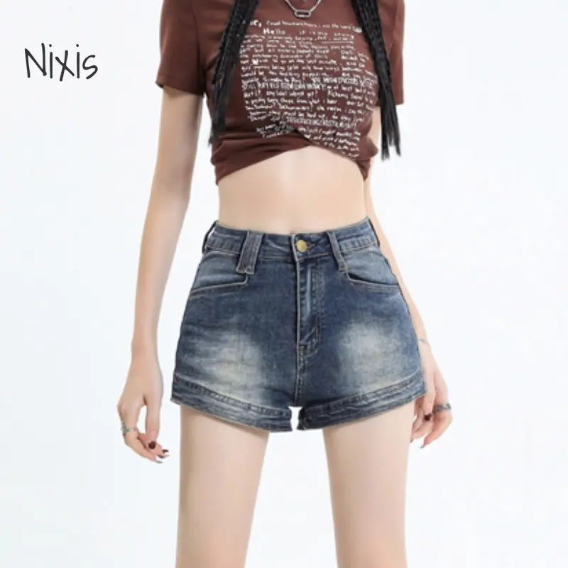 Women's Denim Shorts Summer Retro Blue Slim Sexy High Waist Hot Pants Fashion Streetwear Y2k Female Korean Style Clothing