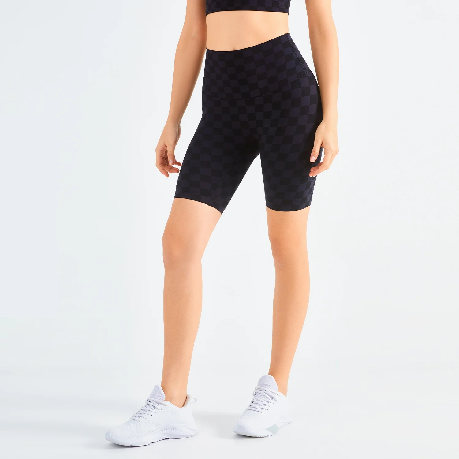 Top Women's Plaid Leggings Sports Shorts Gym Yoga Sexy Fitness Pants Cycling Shorts Fashion Casual Soft Breathable Nude No Trace