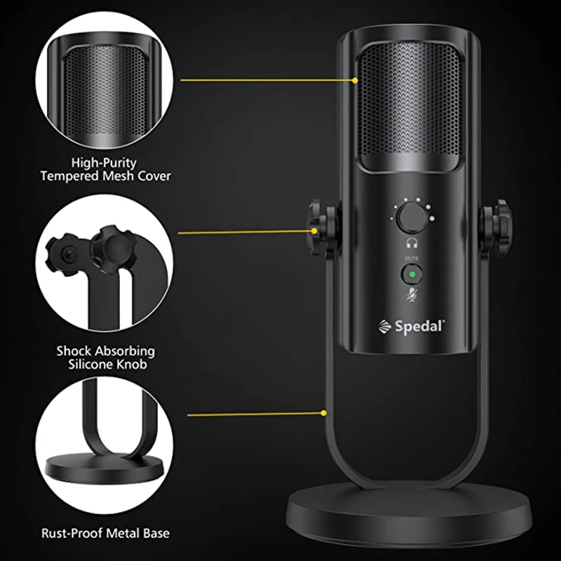Конденсаторный USB-микрофон Spedal MC02 для ПК Mac компьютерный микрофон игр записи