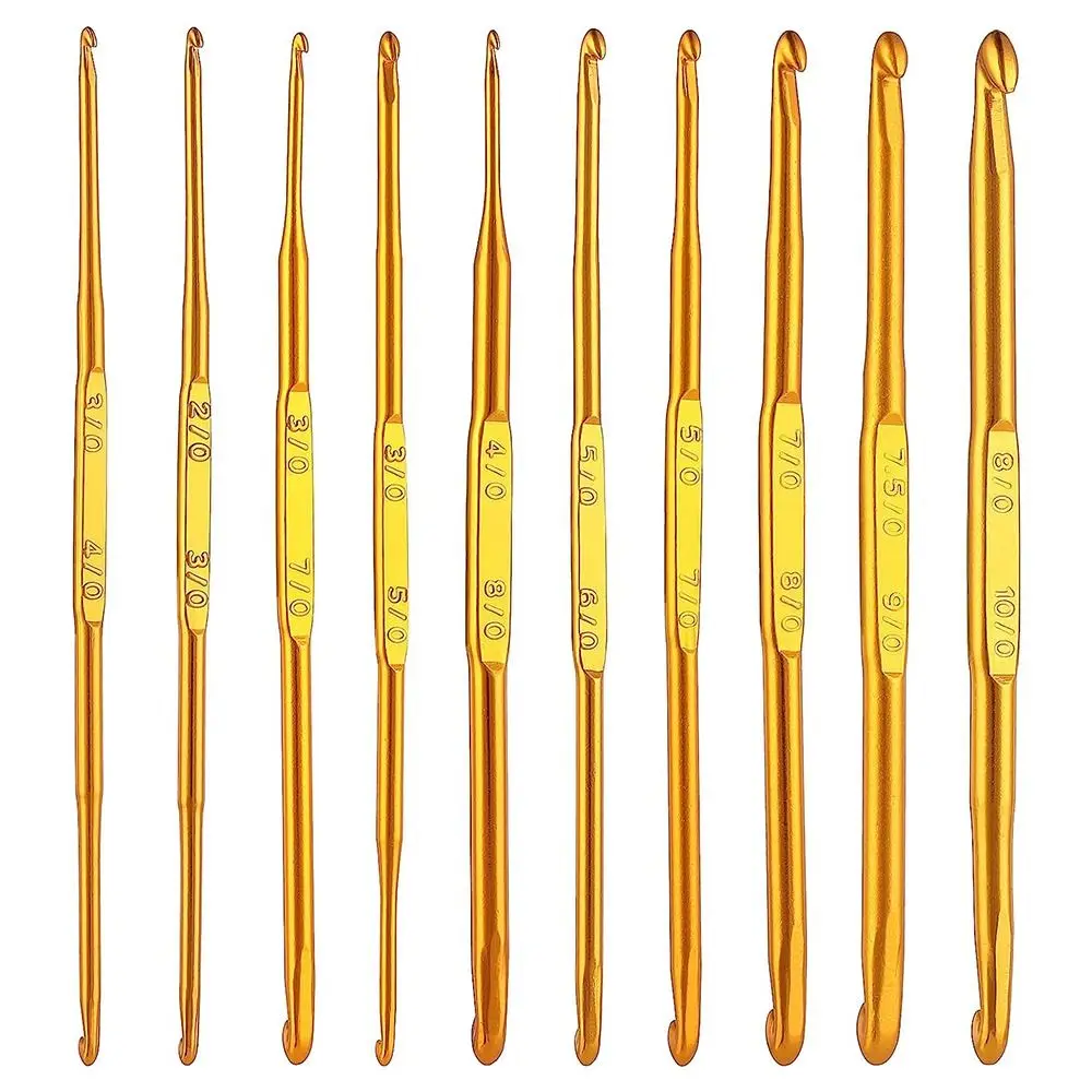 

Aluminum Double End Crochet Hooks Handicraft Gold Multisize Knitting Needles Crochet Needles Hand Weave Tool