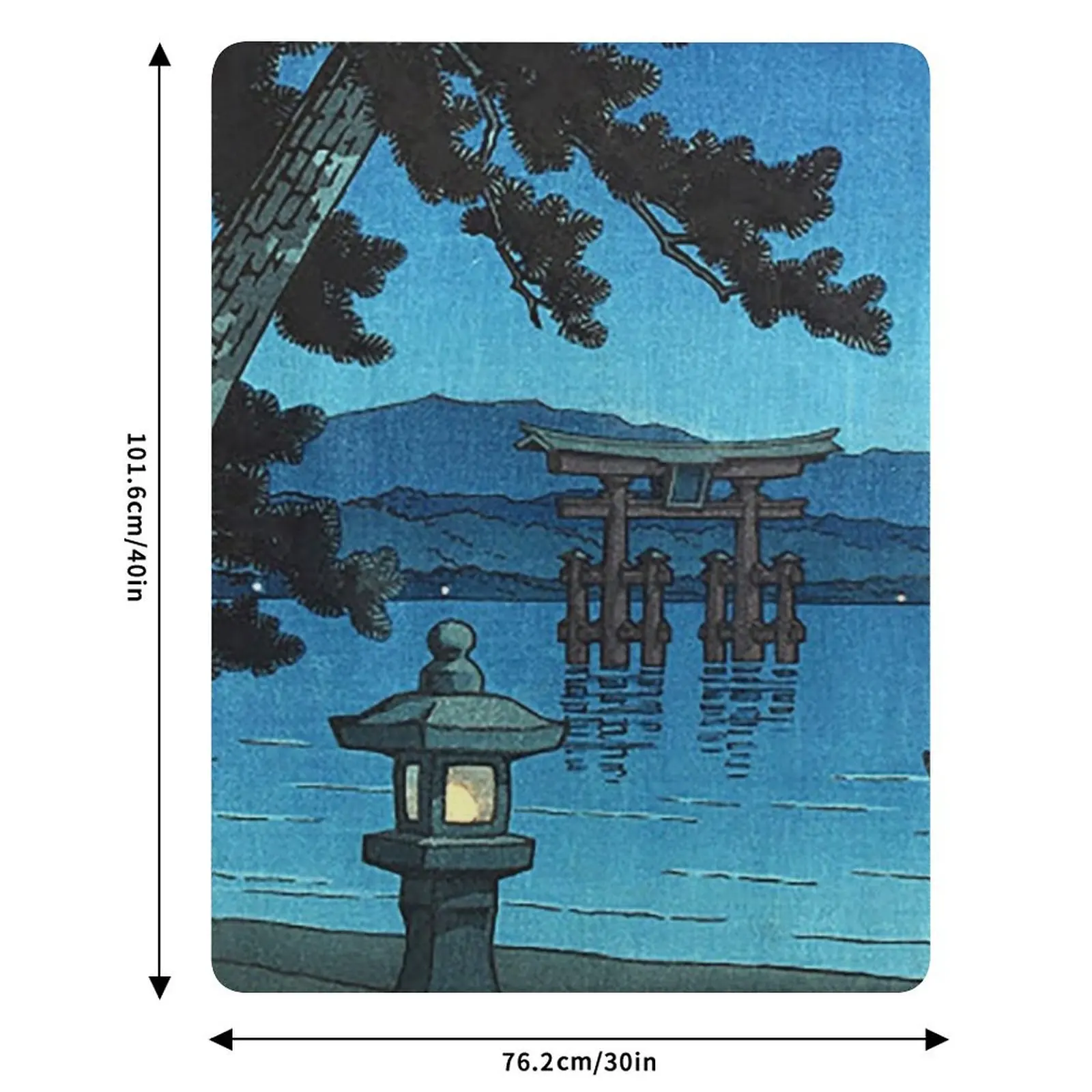 Moonlit Night - Мягкое одеяло Hasui Kawase для пикника, пляжа, кемпинга (art.: 3920dc2d70393) - 3920dc2d70393