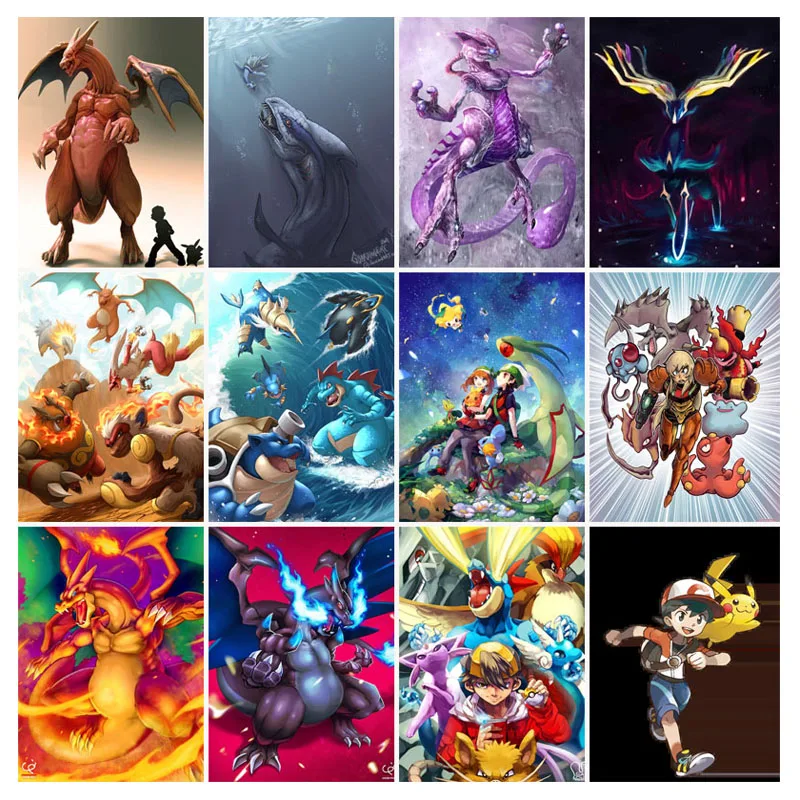 

Полная квадратная круглая алмазная живопись, мультяшный Покемон 5D, «сделай сам», алмазная вышивка, мозаика, картина для украшения